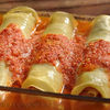 Rulade din foi de lasagne cu mortadella si mozzarella