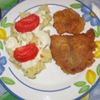 File de pangasius pane, cu sos de smantana si cartofi natur 