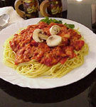 Spaghete cu ciuperci si rosii
