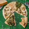Pizza alba cu trei branzeturi si pesto de leurda (White pizza with three cheeses and wild garlic pesto)